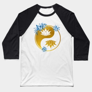 Lotus in Yin Yang Baseball T-Shirt